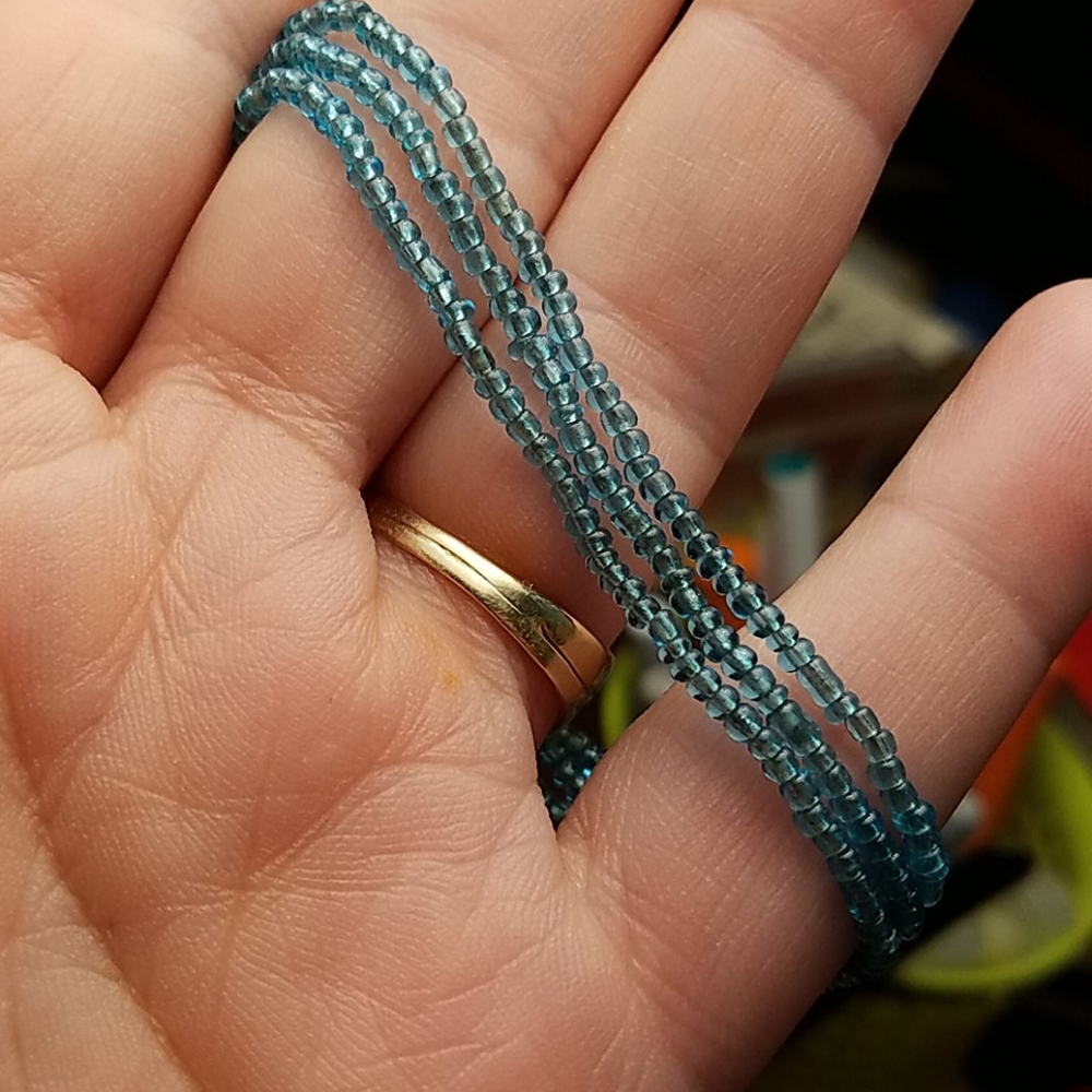 Seed Bead Blue 7 Stretch Trio Bracelets 10$